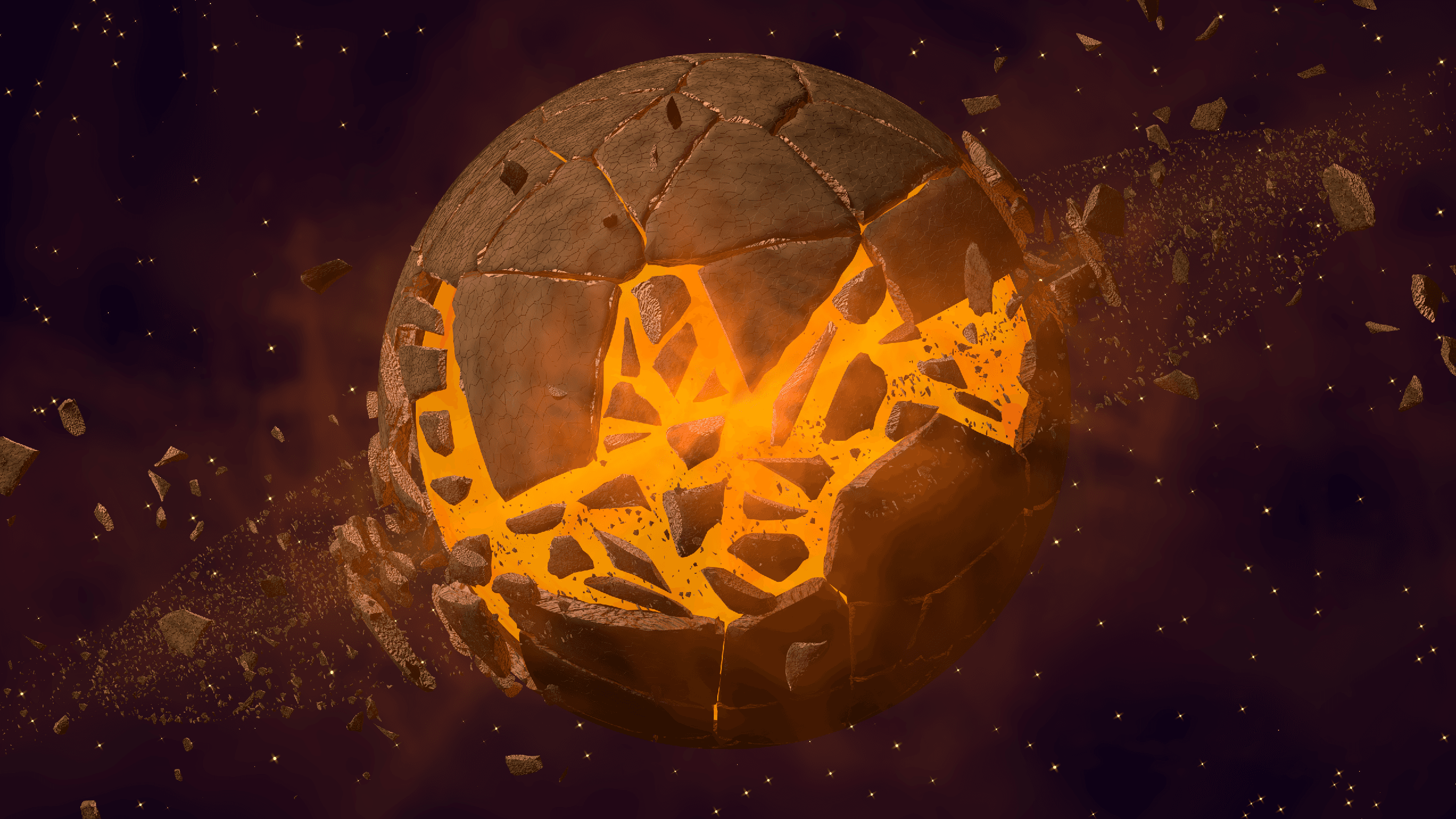 Bursting planet rendered with Blender